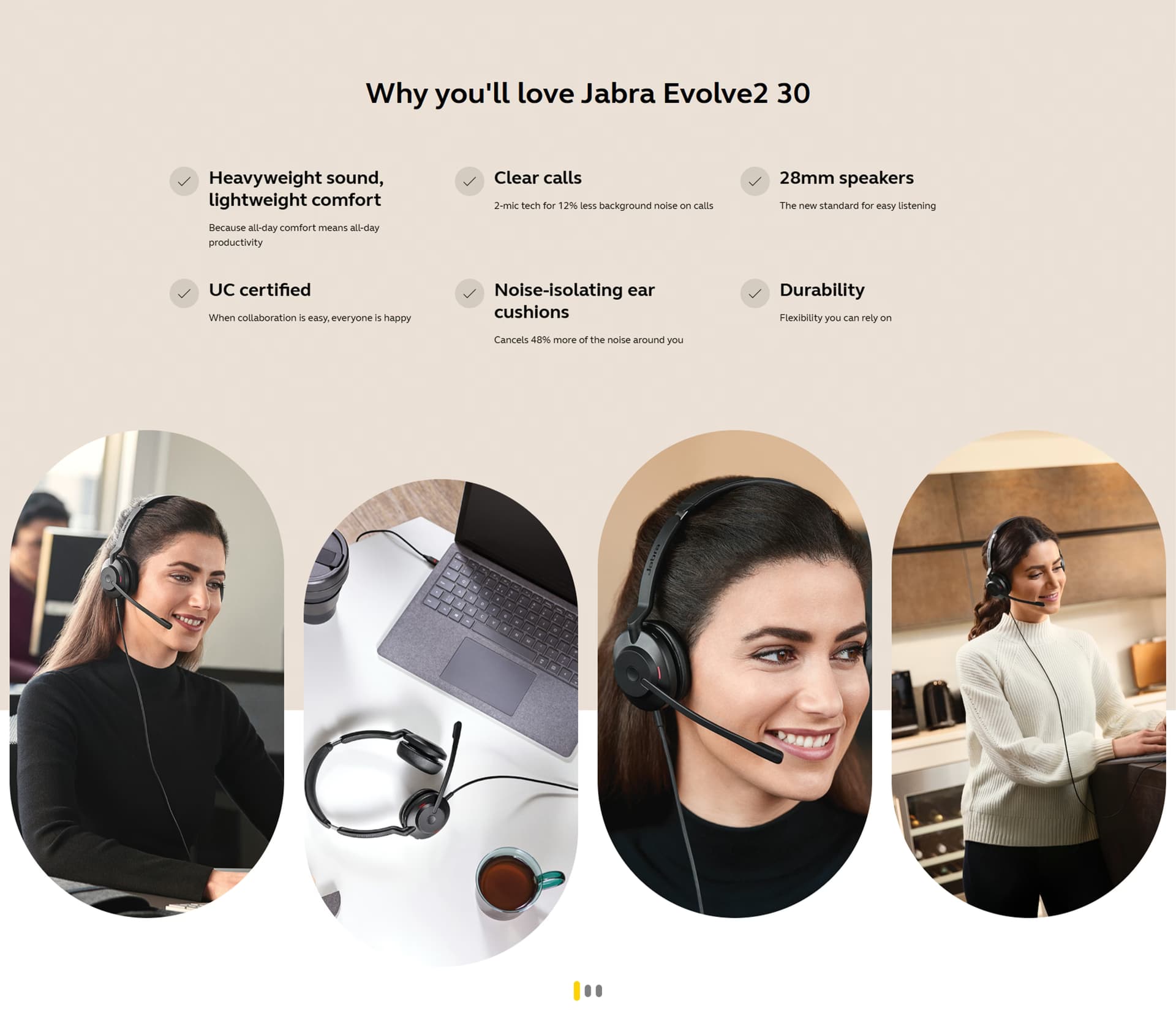 Jabra Evolve2 30 SE MS Mono professional headset featuring a stainless steel headband and integrated busylight.