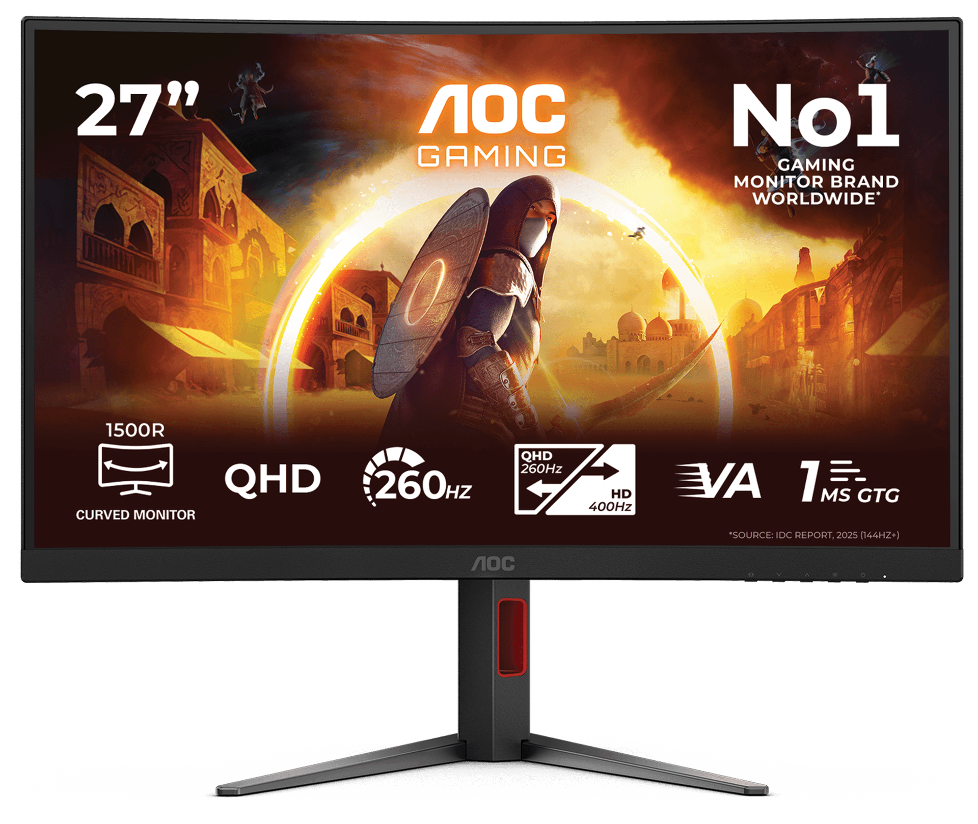 AOC CQ27G4Z2 27" Curved Gaming Monitor, QHD 1440p, 260Hz, Fast VA, 1ms, Dual Mode HD 400Hz, DisplayHDR 400 | CQ27G4Z2 – Buy Online