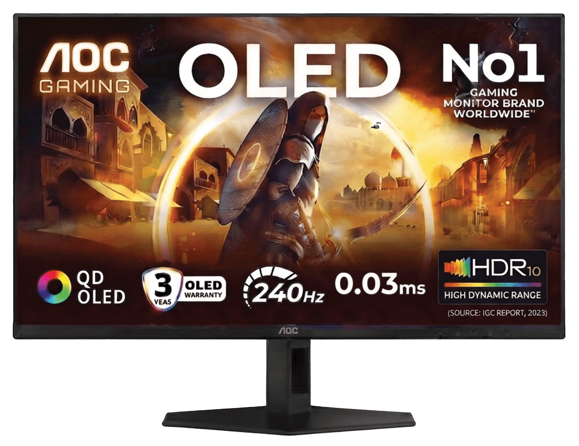AOC Q27G40ZDF/89 27-Inch QD-OLED Gaming Monitor, 2K 2560x1440, 240Hz Refresh Rate, 0.03ms Response Time, HDR | Black & Red | Q27G40ZDF/89 – Buy Online