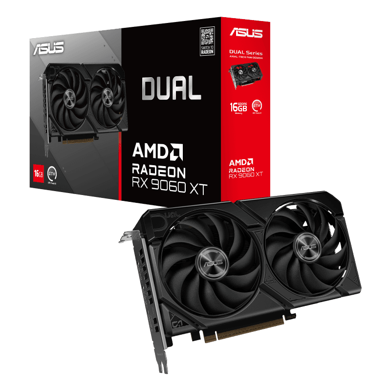 ASUS Dual Radeon RX 9060 XT 16GB GDDR6 Graphics Cards, 20 Gbps, 2.5 Slot Design, Axial-Tech Fans, Dual BIOS | 90YV0LG2-M0NA00 – Buy Online