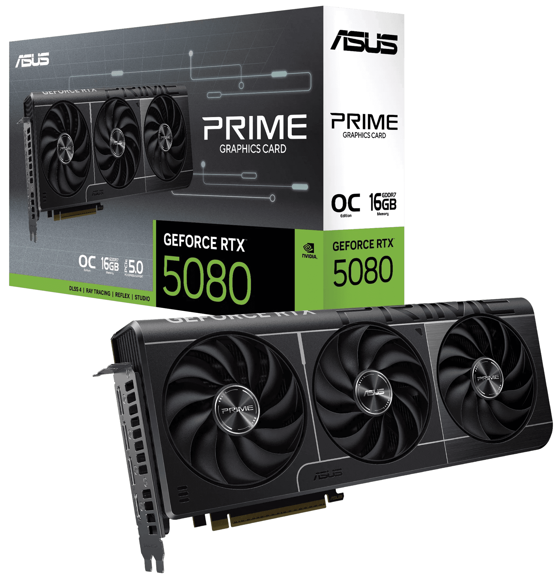 ASUS PRIME GeForce RTX 5080 16GB GDDR7 EVO OC Edition Graphics Card, PCIe 5.0, 30 Gbps Memory, Triple Axial-tech Fans, DLSS 4 | 90YV0LX4-M0NA00 – Buy Online