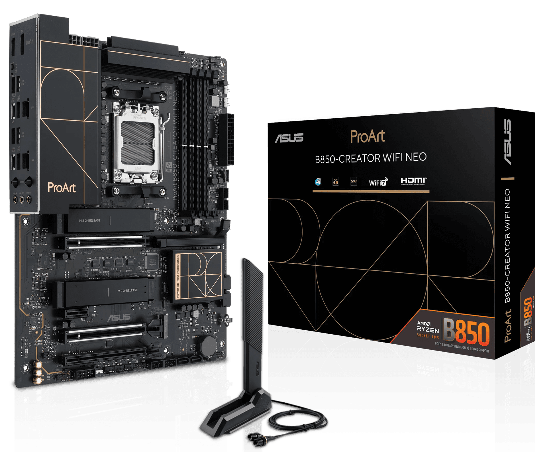ASUS ProArt B850-CREATOR WIFI NEO AMD AM5 ATX Motherboard, PCIe 5.0, DDR5, Wi-Fi 7, Dual 5Gb LAN | 90MB1P60-M0EAY0 – Buy Online