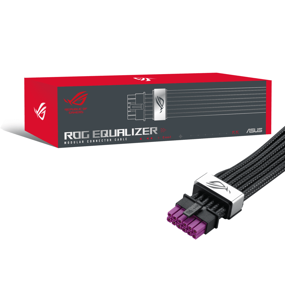 ASUS ROG Equalizer 12V-2x6 PCIe Power Cable, ATX 3.1 & PCIe 5.1 Compliant, 750mm, 17A Load Capacity | 90YE00BN-B0QA00 – Buy Online