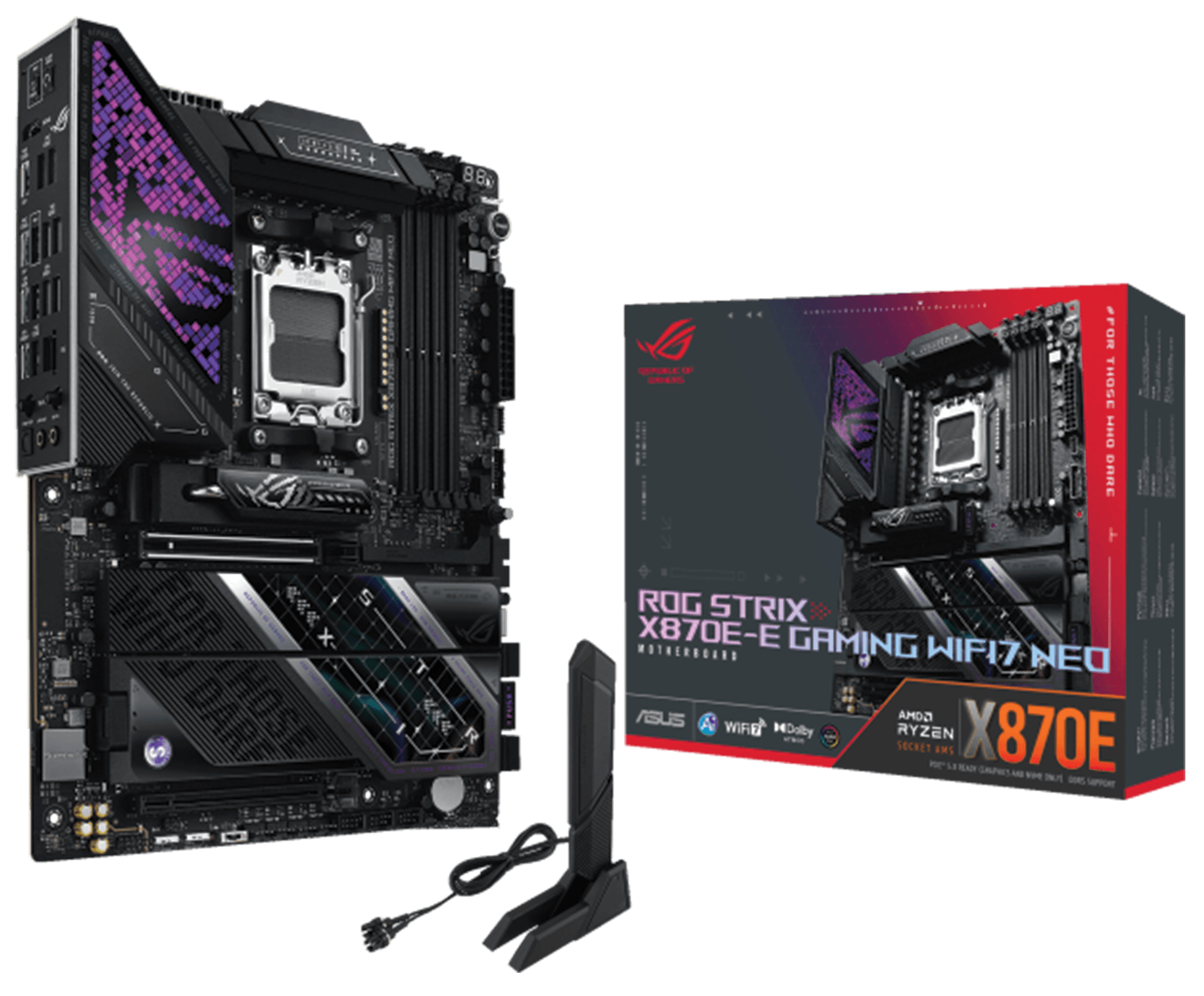 ASUS ROG Strix X870E-E Gaming WiFi 7 NEO AMD Ryzen AM5 ATX Motherboard, DDR5 4-Slot, PCIe 5.0, Dolby Atmos, AI Gaming, ASUS AIO Q-Connector, WiFi 7 | 90MB1P20-M0EAY0 – Buy Online