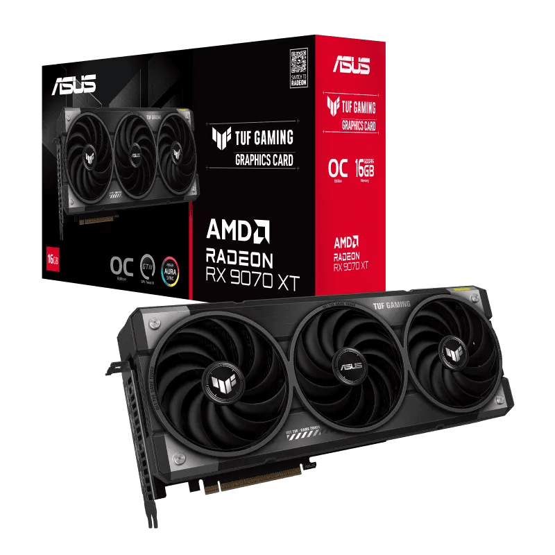 ASUS TUF Gaming Radeon RX 9070 XT OC Edition 16GB GDDR6 Graphics Card, 256-bit 20 Gbps, 4096 Stream Processors, PCI Express 5.0, Dual BIOS, Axial-Tech Fans | 90YV0L70-M0NA00 – Buy Online