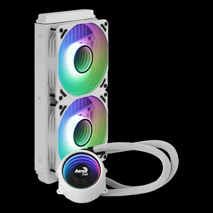 Aerocool Mirage L240 ARGB AIO Liquid CPU Cooler, Infinity Mirror Pump Cap, 240mm Radiator, Dual 120mm PWM Fans, Hydraulic Bearing, White | Mirage-L240 – Buy Online
