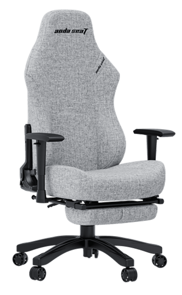 AndaSeat Luna Pro Series Large Ergonomic Gaming & Office Chair with Retractable Footrest, Breathable Ash Grey Linen Fabric Upholstery, 55–60kg/m³ High-Density Molded Foam, 90°–160° Reclining Backrest, Removable Lumbar & Headrest Pillows, 1D Armrests, Class-4 Gas Lift, Grey | AD18T-44-G-F – Buy Online