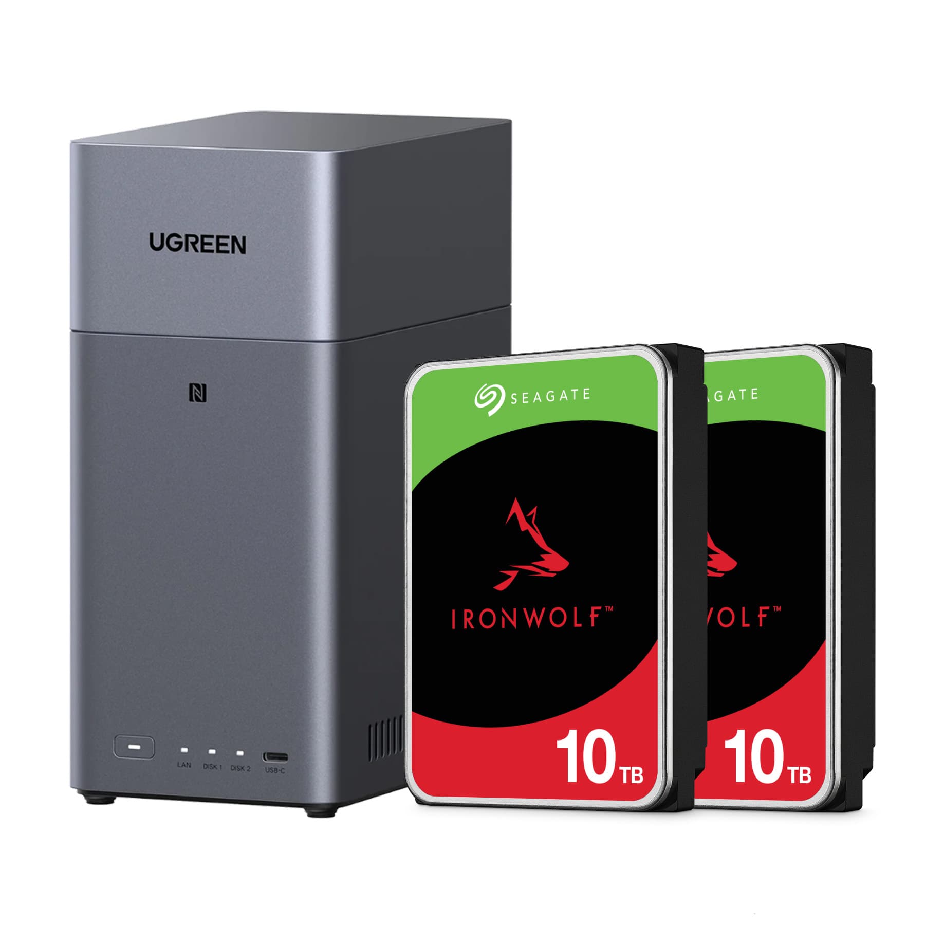 UGREEN NASync DH2300 2-Bay NAS Storage Server, 2x Seagate 10TB IronWolf 7200RPM HDDs, 20TB Total Capacity Storage Bundle, Private Home Cloud – Buy Online