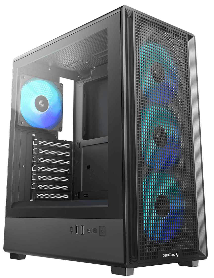 DeepCool CC550 4F High-Airflow ATX Mid-Tower Gaming PC Case, 4x Pre-Installed 120mm ARGB Fans, Mesh Front Panel, Tempered Glass Side Window, Front USB Type-C, Supports 240mm Top Radiator & 317mm GPUs, Black | R-CC550-BKANA4-G – Buy Online