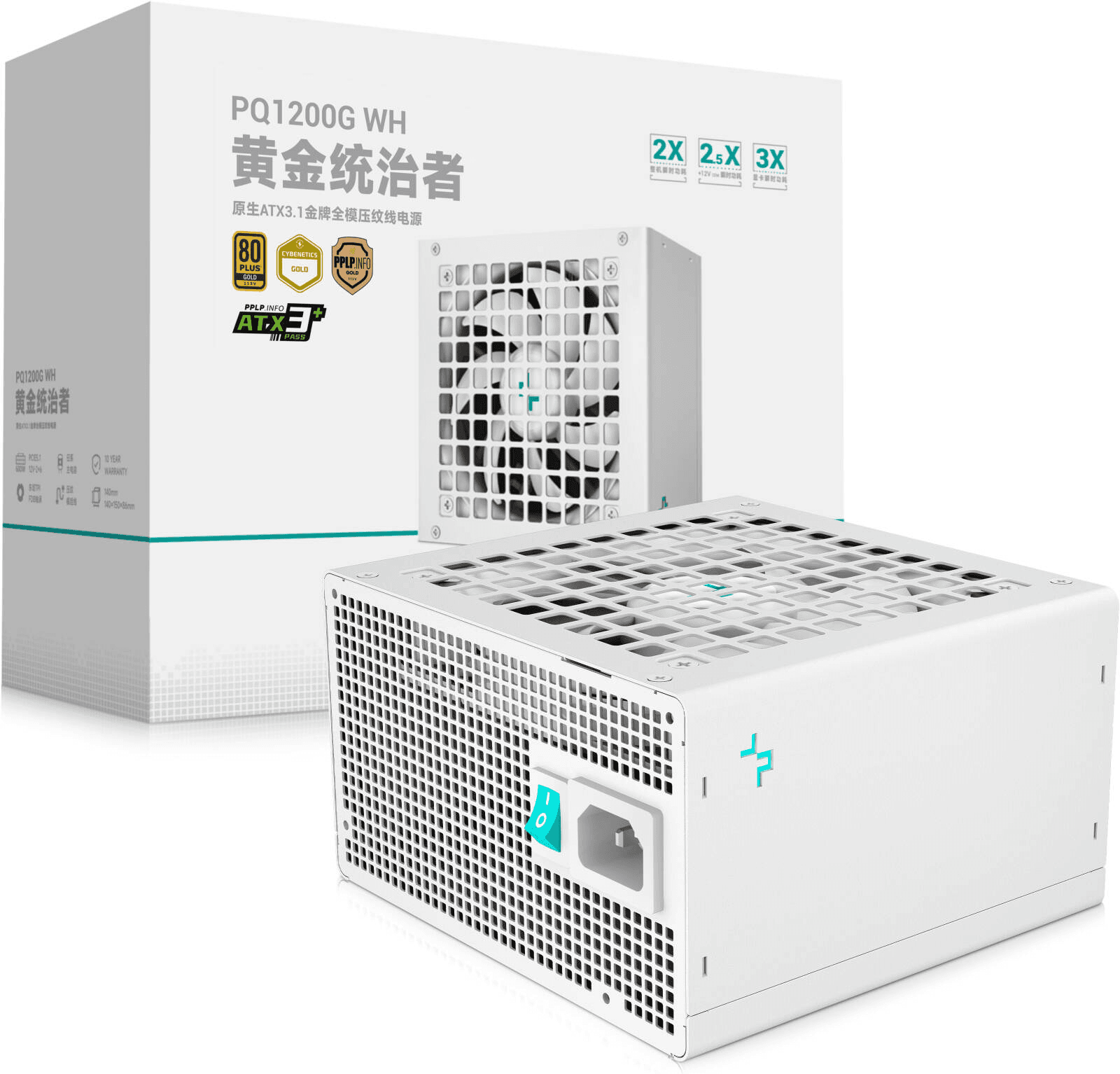 DeepCool PQ1200G Gold 1200W 80 Plus Gold Power Supply, Native ATX 3.1, Fully Modular, Sleeved Cables, White | R-PQC00G-FD1W-JGUK-V1 – Buy Online