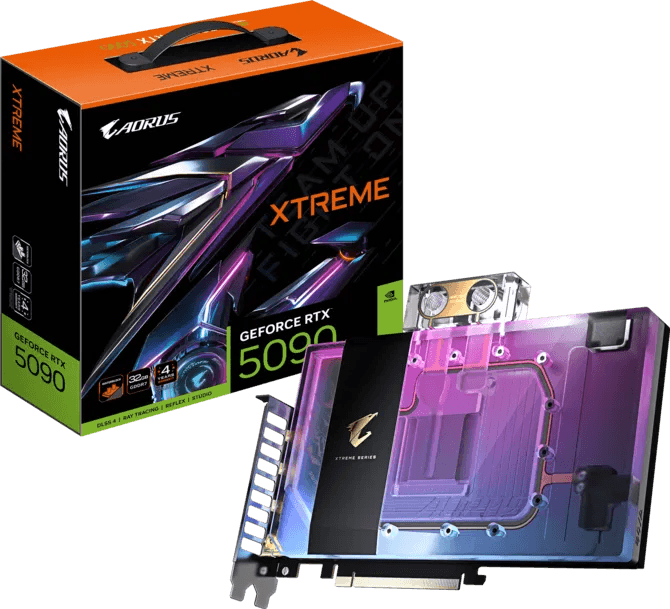 GIGABYTE AORUS GeForce RTX 5090 XTREME WATERFORCE Waterblock 32G Graphics Card, 32GB GDDR7, 512-bit, PCI-E 5.0, Full-Cover Liquid GPU | GV-N5090AORUSX WB-32GD – Buy Online