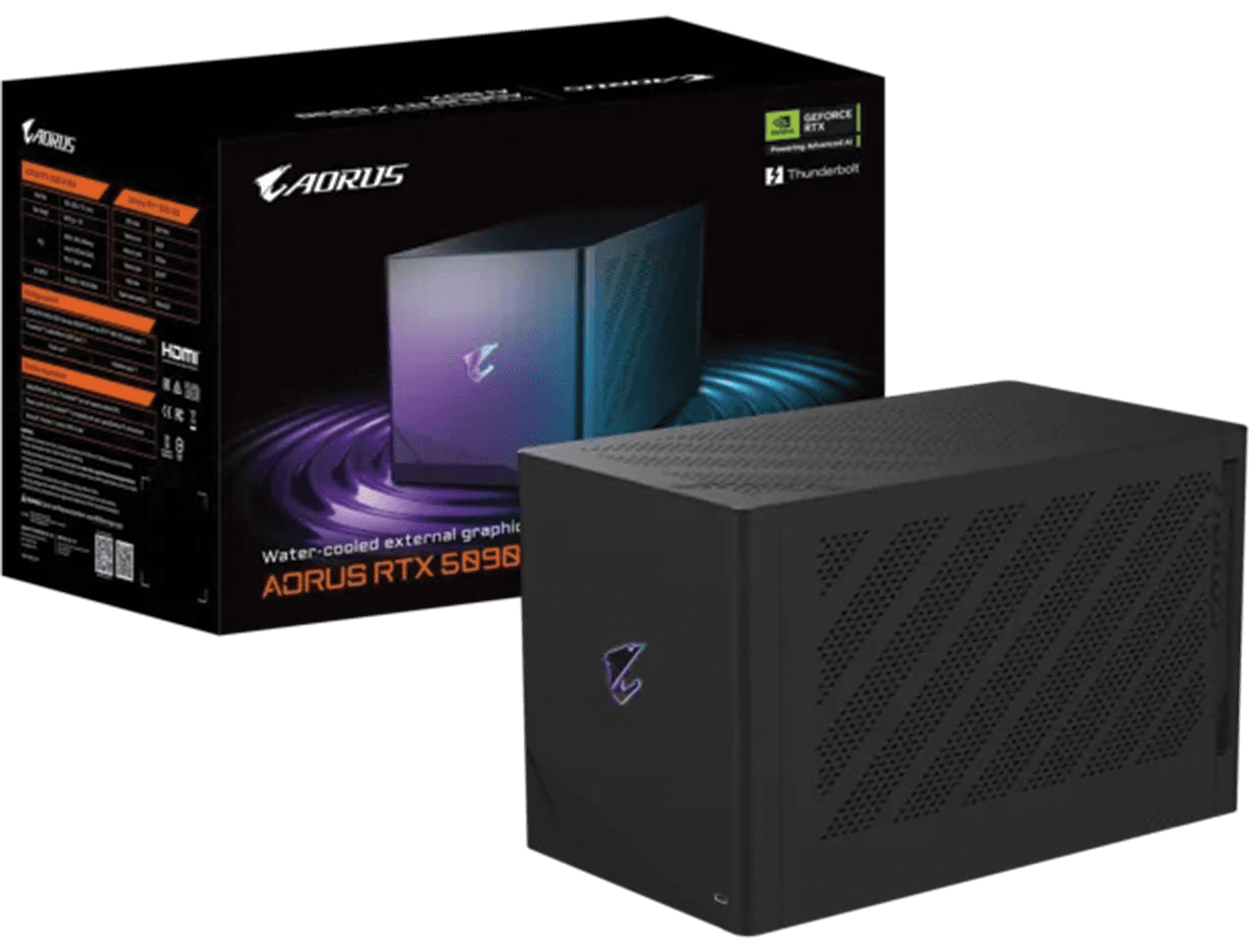 GIGABYTE AORUS RTX 5090 AI Box Graphics Card, WATERFORCE All-in-one Cooling System, Thunderbolt 5, USB-4 | GV-N5090IXEB-32GD – Buy Online