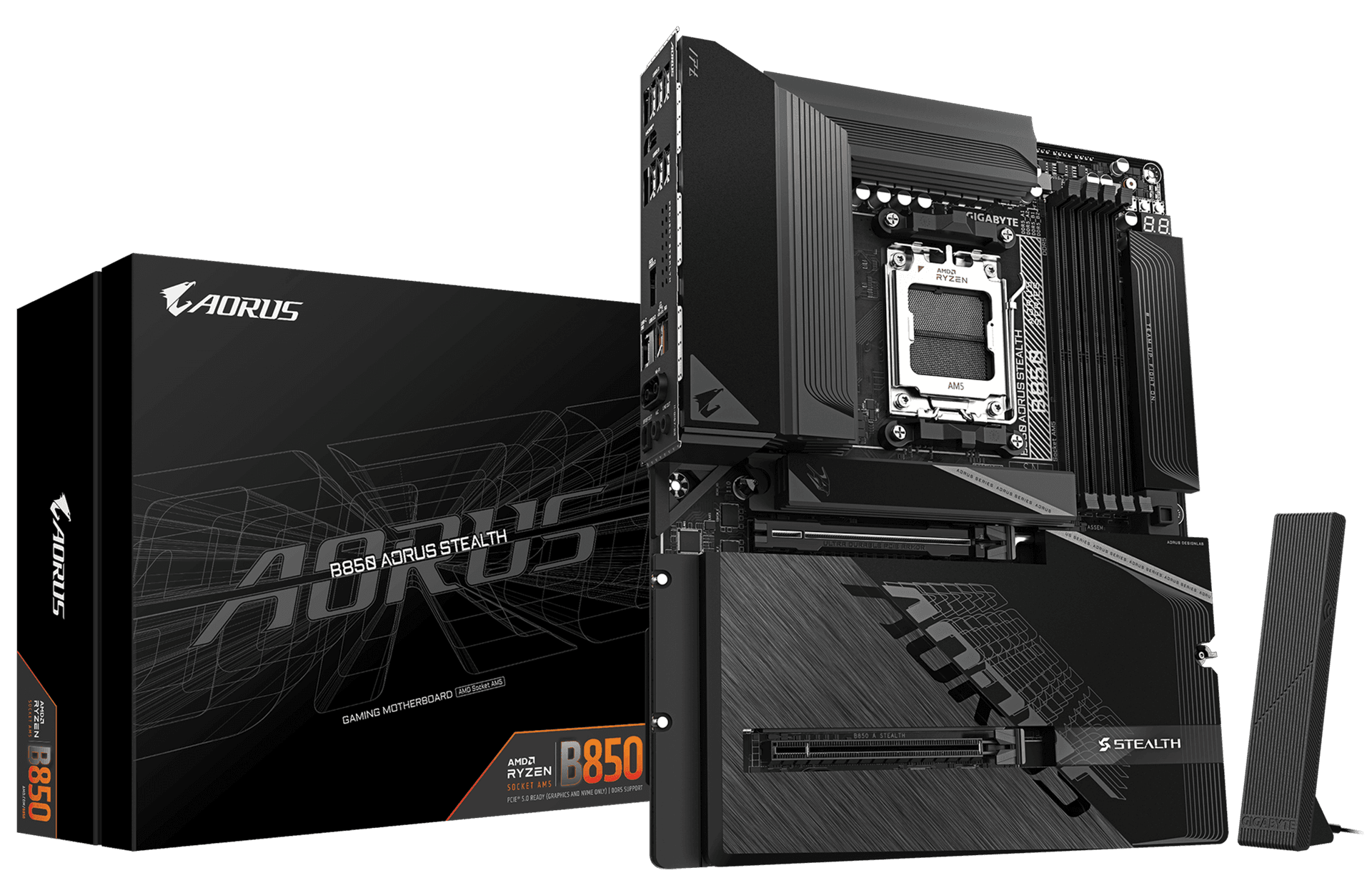 GIGABYTE B850 AORUS STEALTH AMD AM5 ATX Motherboard, DDR5, PCIe 5.0, Wi-Fi 7, Hidden Connector Design – Buy Online