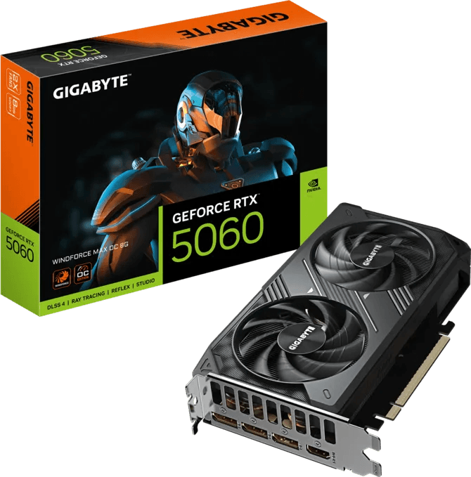 GIGABYTE NVIDIA GeForce RTX 5060 WINDFORCE MAX OC 8GB GDDR7 Graphics Card, DLSS 4, PCIe 5.0, 2512 MHz, Hawk Fan Cooling | GV-N5060WF2MAX OC-8GD – Buy Online