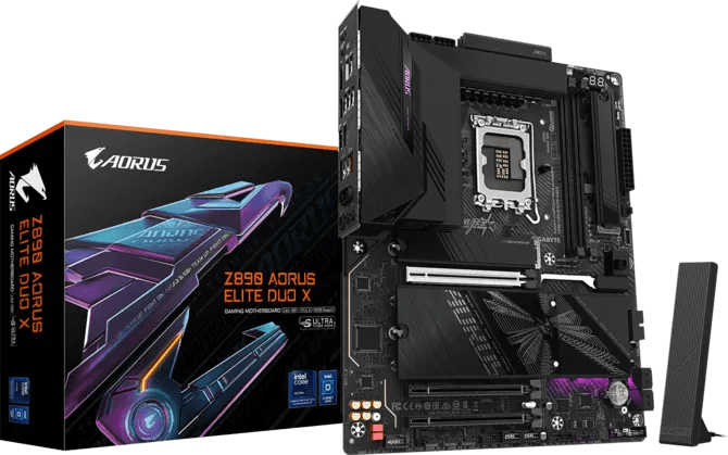 GIGABYTE Z890 AORUS ELITE DUO X Intel LGA 1851 ATX Gaming Motherboard, PCIe 5.0, 2x DDR5 CUDIMM Slots, 5x M.2, Wi-Fi 7, 5GbE, USB4 | 9MZ89ELDX-00-G10 – Buy Online