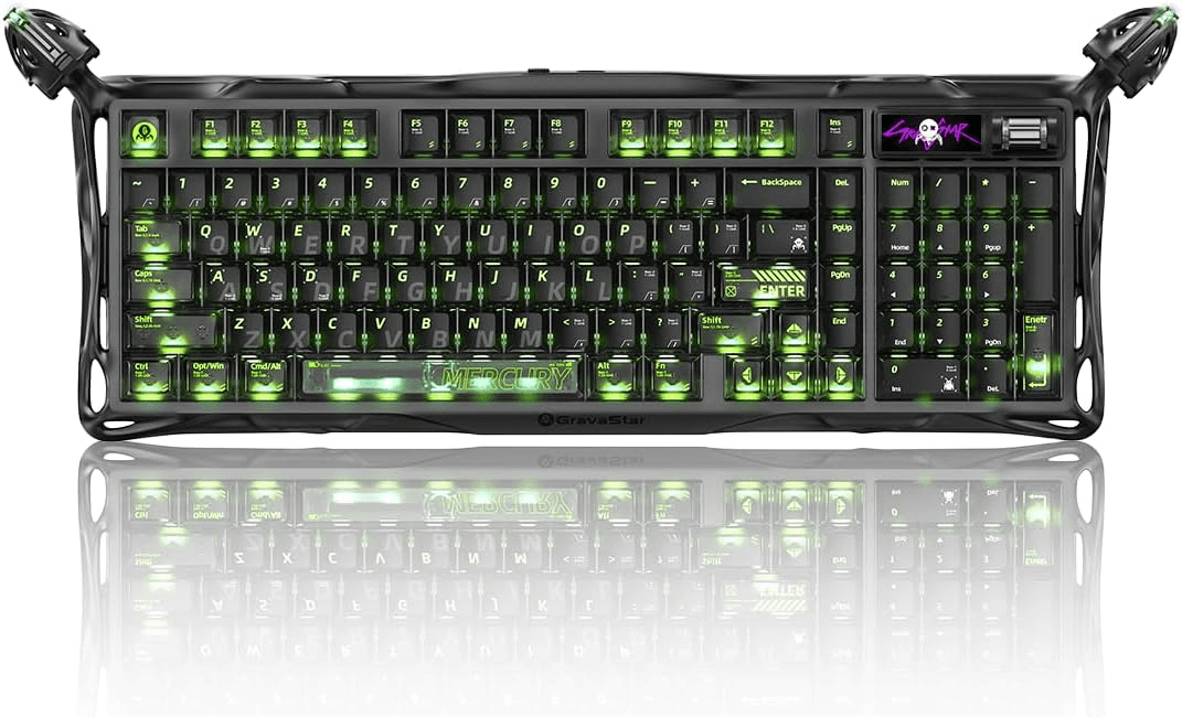 GravaStar Mercury K98 Pro Wireless Mechanical Gaming Keyboard, 98% Layout, Aluminum Alloy Skeleton Frame, Tri-Mode Connectivity, Hot-Swappable, RGB, Phantom Black | GSK98PRO-GM – Buy Online