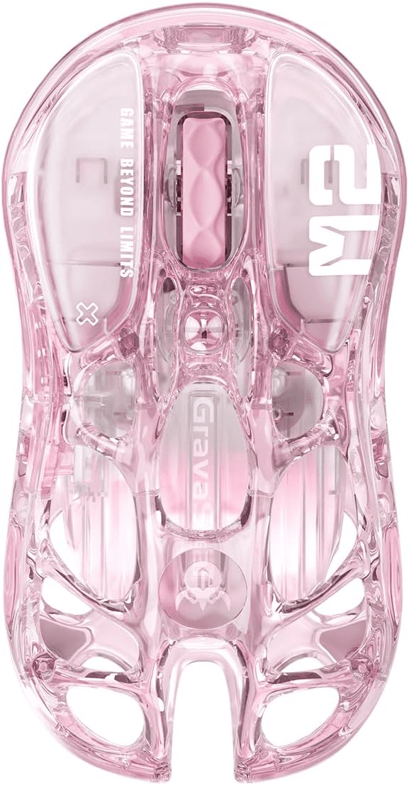 GravaStar Mercury M2 Wireless Gaming Mouse, 26,000 DPI PAW3395 Sensor, Tri-Mode, 88g Hollow Design, RGB, Crystal Rose | M2-XTAL-PNK – Buy Online