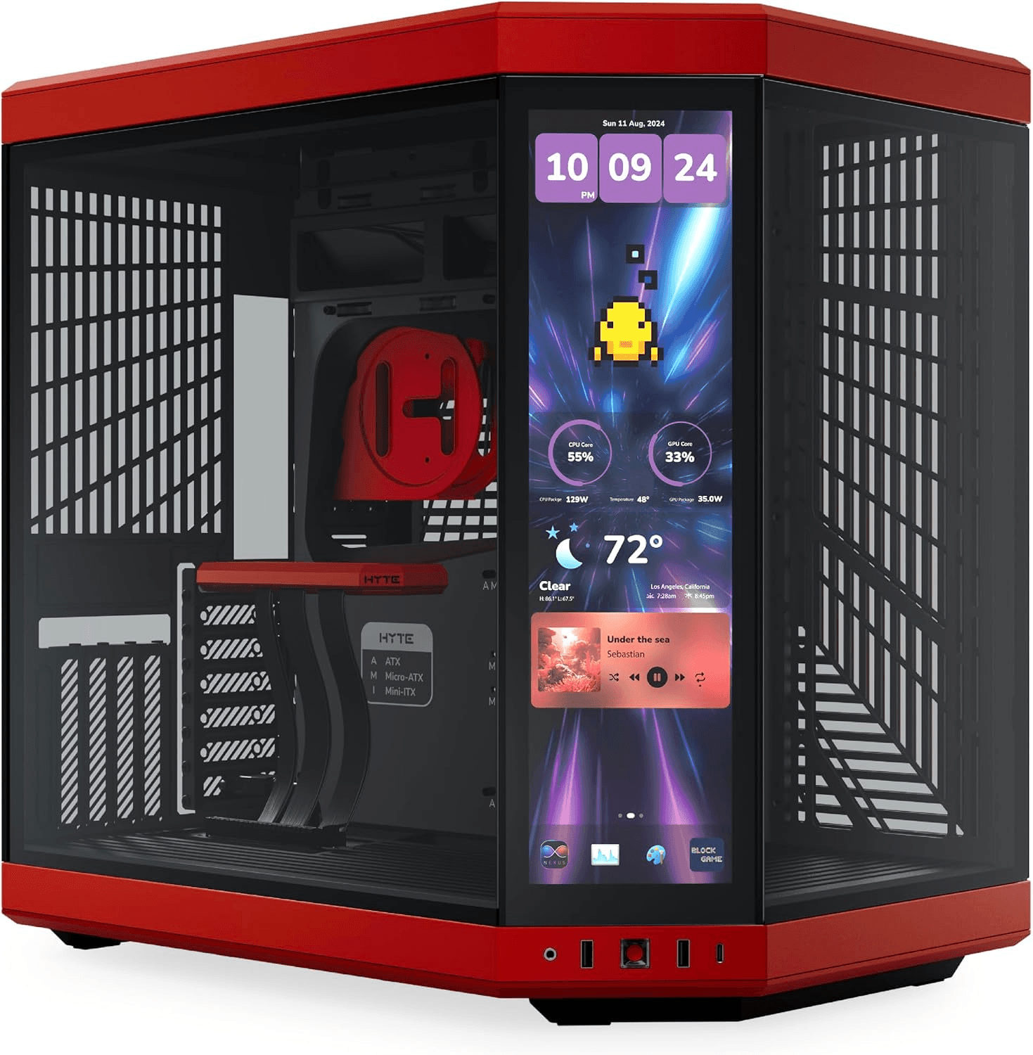 HYTE Y70 Touch Infinite ATX Mid-Tower Dual Chamber PC Case, 14.5" 2.5K Integrated Touchscreen, 4-Slot Vertical GPU Mount, PCIe 4.0 Riser Included, Black Cherry | CS-HYTE-Y70TI-RB – Buy Online