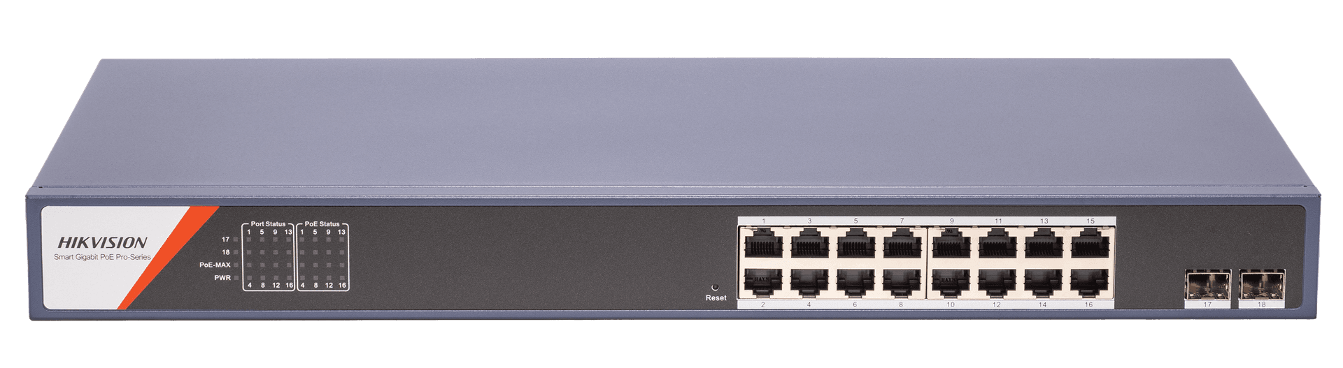 Hikvision DS-3E1518P-SI 16-Port Gigabit Smart Managed PoE Switch, 2 SFP Fiber Ports, 230W Power Budget, 300m Long-Range PoE | NS-HIK DS-3E1518P-SI16P2F – Buy Online