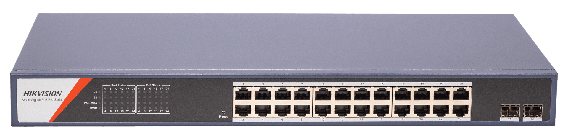 Hikvision DS-3E1526P-SI 24-Port Gigabit Smart Managed PoE Switch, 370W Power Budget, 2x SFP Fiber Slots, 300m Long Range, 6KV Surge Protection | DS-3E1526P-SI-24P2F – Buy Online
