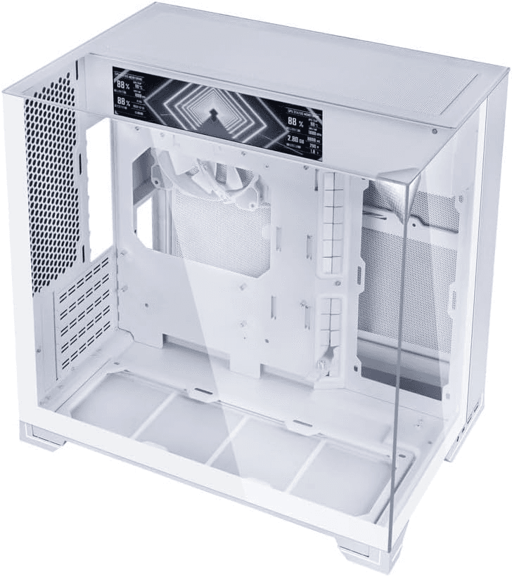 Lian Li O11 VISION-M Digital White Micro-ATX Mid-Tower PC Case, Integrated 9.2" IPS LCD Screen, 3-Sided Tempered Glass Panoramic View, Dual-Chamber Chassis | G99.O11VMDW.00 – Buy Online