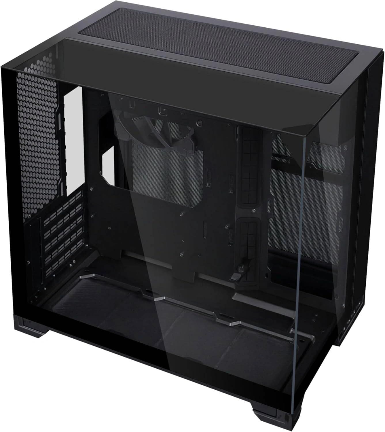 Lian Li O11 Vision-M Black Micro-ATX Dual Chamber Gaming Case, 3-Sided Tempered Glass, Up to 410mm GPU, No Fans (Main Chamber), Type-C, Black | G99.O11VMX.00 – Buy Online