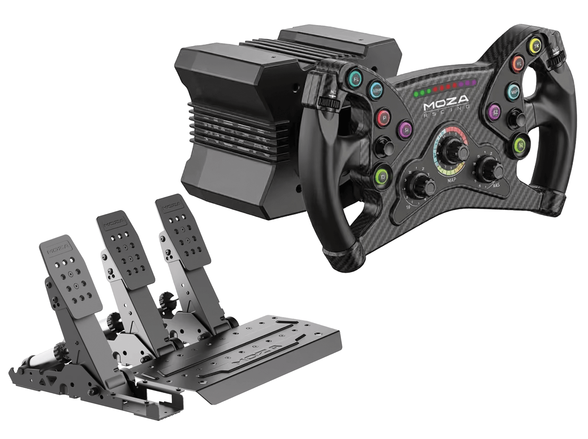 MOZA R9 V3 GT Racing Bundle, RS080 9Nm Direct Drive Wheel Base, RS047 KS GT Carbon Fiber Steering Wheel, RS098 SRP2 Racing Pedals & RS099 SRP2 Clutch Pedal, 3-Pedal PC Sim Racing Setup – Buy Online