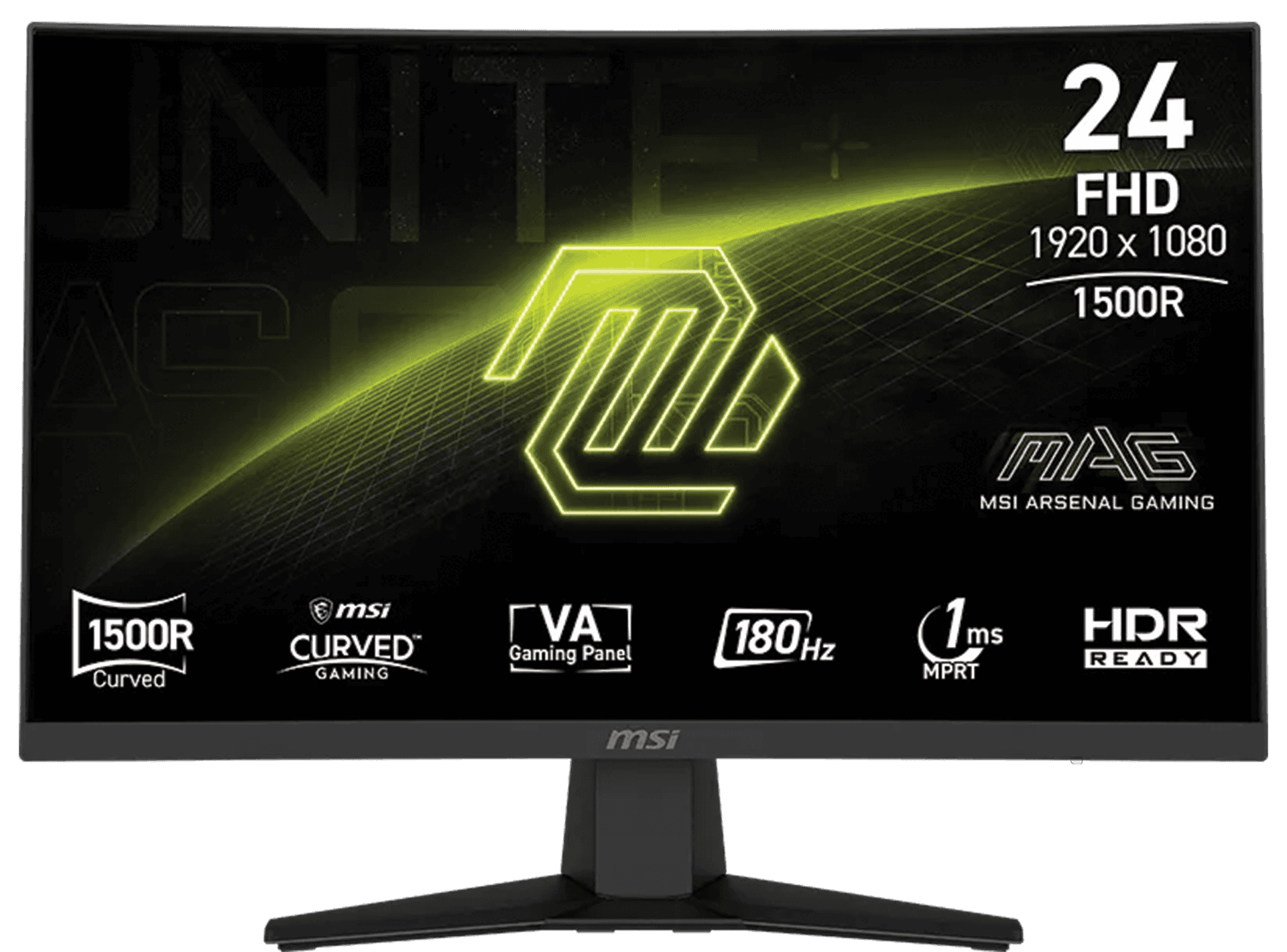MSI MAG 244C 24-Inch Curved Gaming Monitor, 1920x1080 FHD, 180Hz Refresh Rate, 1ms Response Time, 1500R Curvature, HDR, Black | 9S6-3BB31H-037 – Buy Online