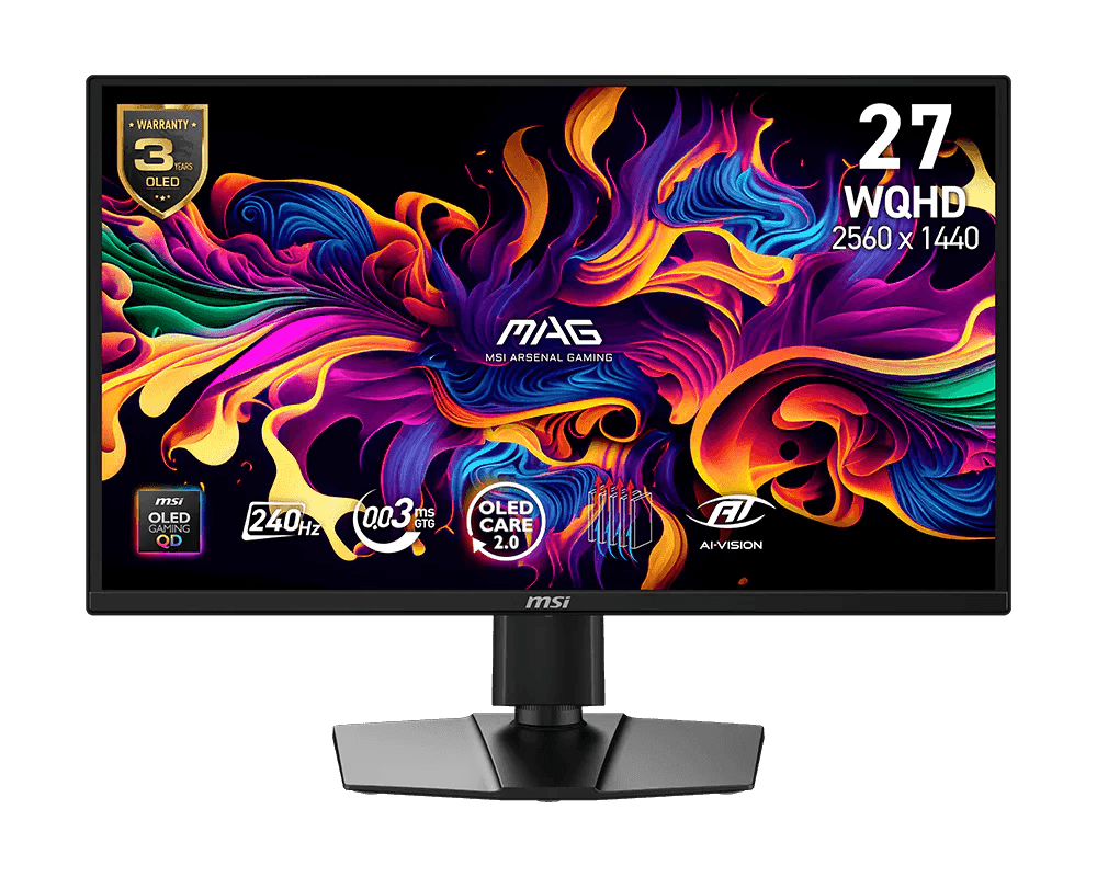 MSI MAG 272QP QD-OLED X24 27-Inch Gaming Monitor, 2K WQHD 2560x1440, 240Hz, 0.03ms GtG, AMD FreeSync Premium, QD-OLED Panel, Black | 9S6-3CF89A-001 – Buy Online