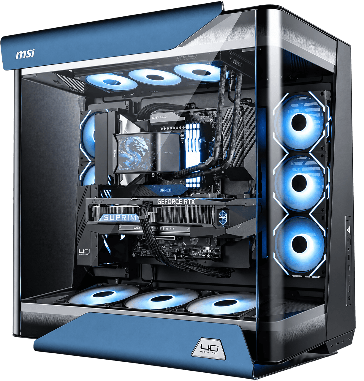MSI Draco Epic Edition 40th Anniversary PC, AMD Ryzen 9 9950X3D2, MSI RTX 5080 16GB SUPRIM Draco, 64GB, 2TB Gen5 SSD, 1600W Titanium – Buy Online