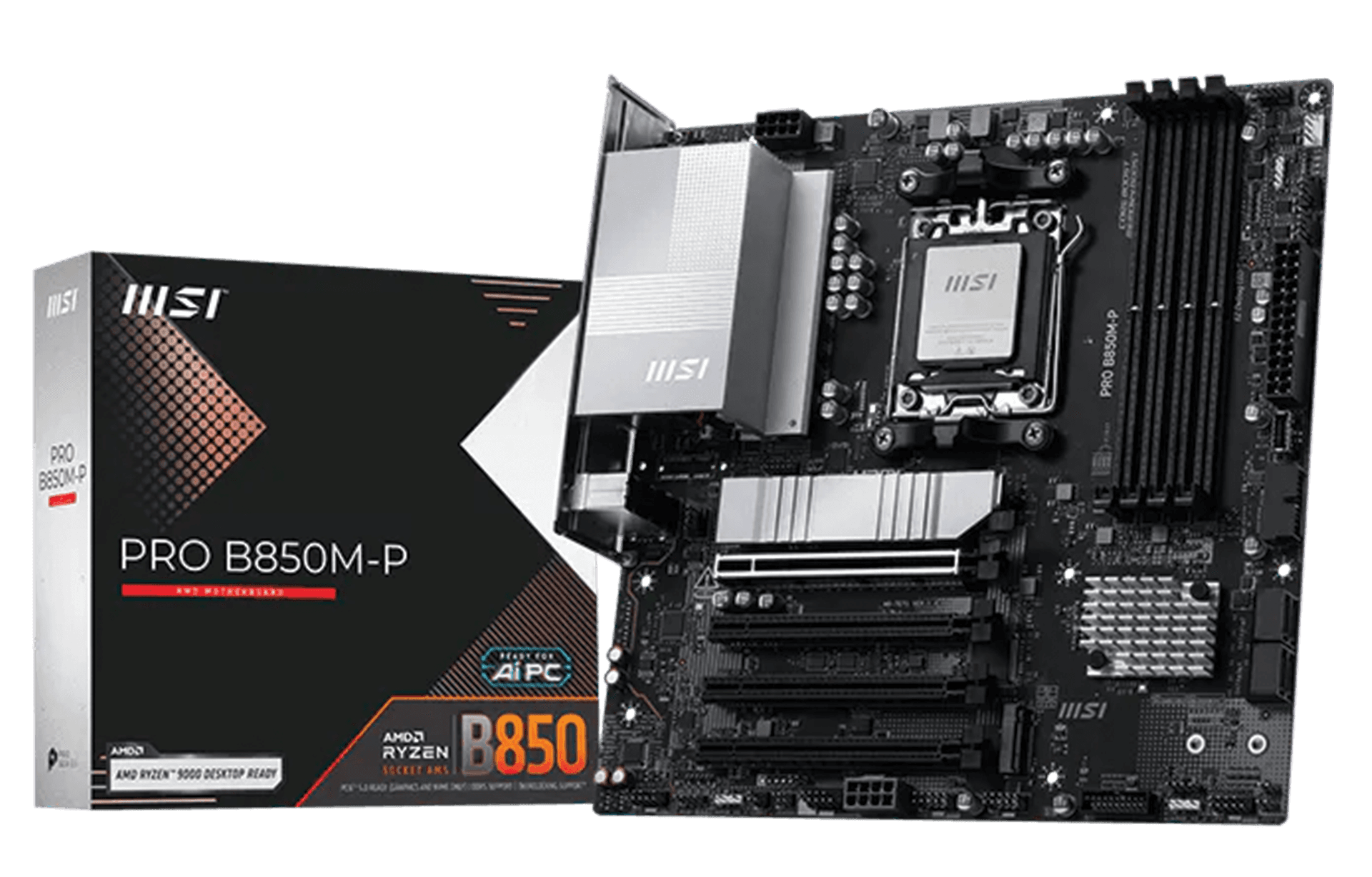 MSI PRO B850M-P AMD Ryzen AM5 Micro-ATX Motherboard, AMD Ryzen 9000 Series, DDR5, PCIe 5.0, B850 Chipset | 911-7E71-005 – Buy Online