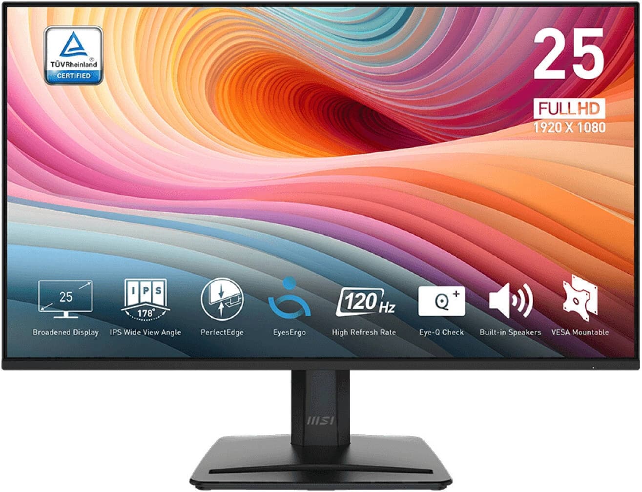 MSI PRO MP251 E2 24.5-Inch 120Hz IPS Business & Productivity Monitor, 1920 x 1080 (FHD) Resolution, EyesErgo Wide Viewing Angle, Built-In 2x 2W Speaker, Black | 9S6-3PD2CM-015 – Buy Online
