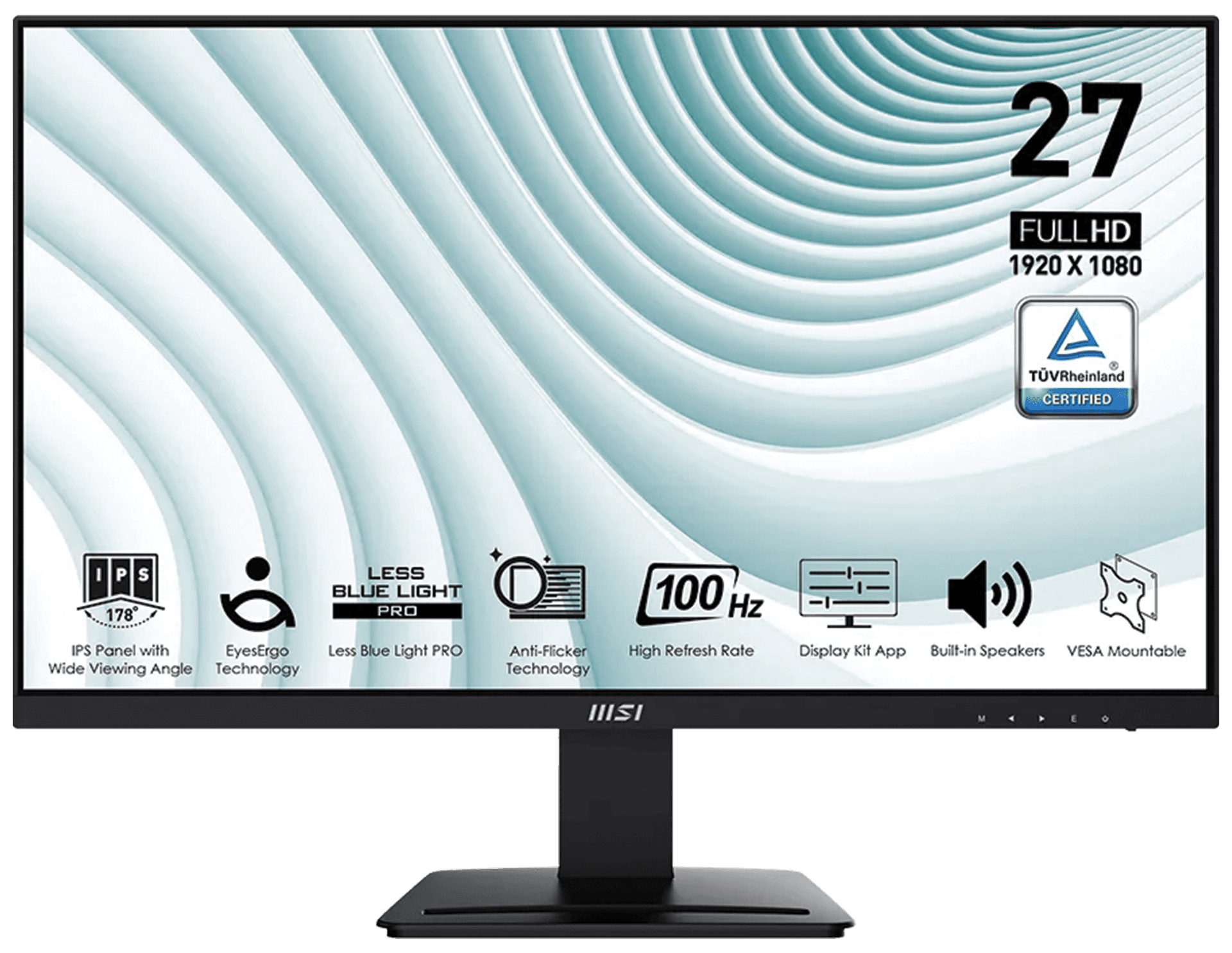MSI PRO MP273A 27-Inch 100Hz IPS Business Monitor, (1920 x 1080) FHD Eye Care Display with Built-In Speakers, Black | 9S6-3PB4CH-076 – Buy Online