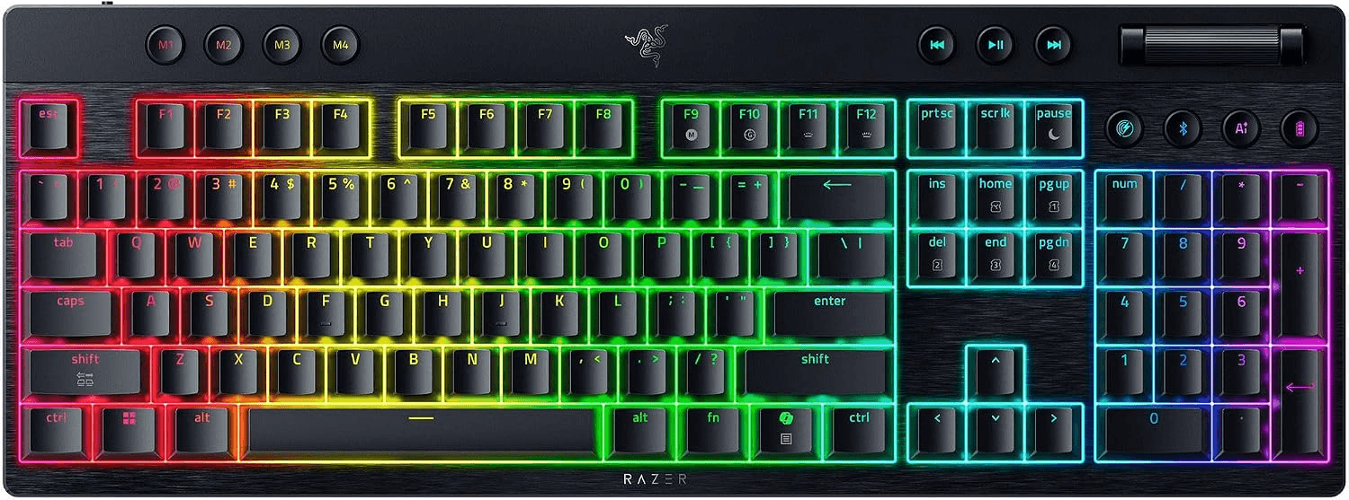 Razer BlackWidow V4 Low-Profile Wireless Mechanical Gaming Keyboard, Yellow Switch, Full-Size, US Layout | RZ03-05271500-R3M1 – Buy Online
