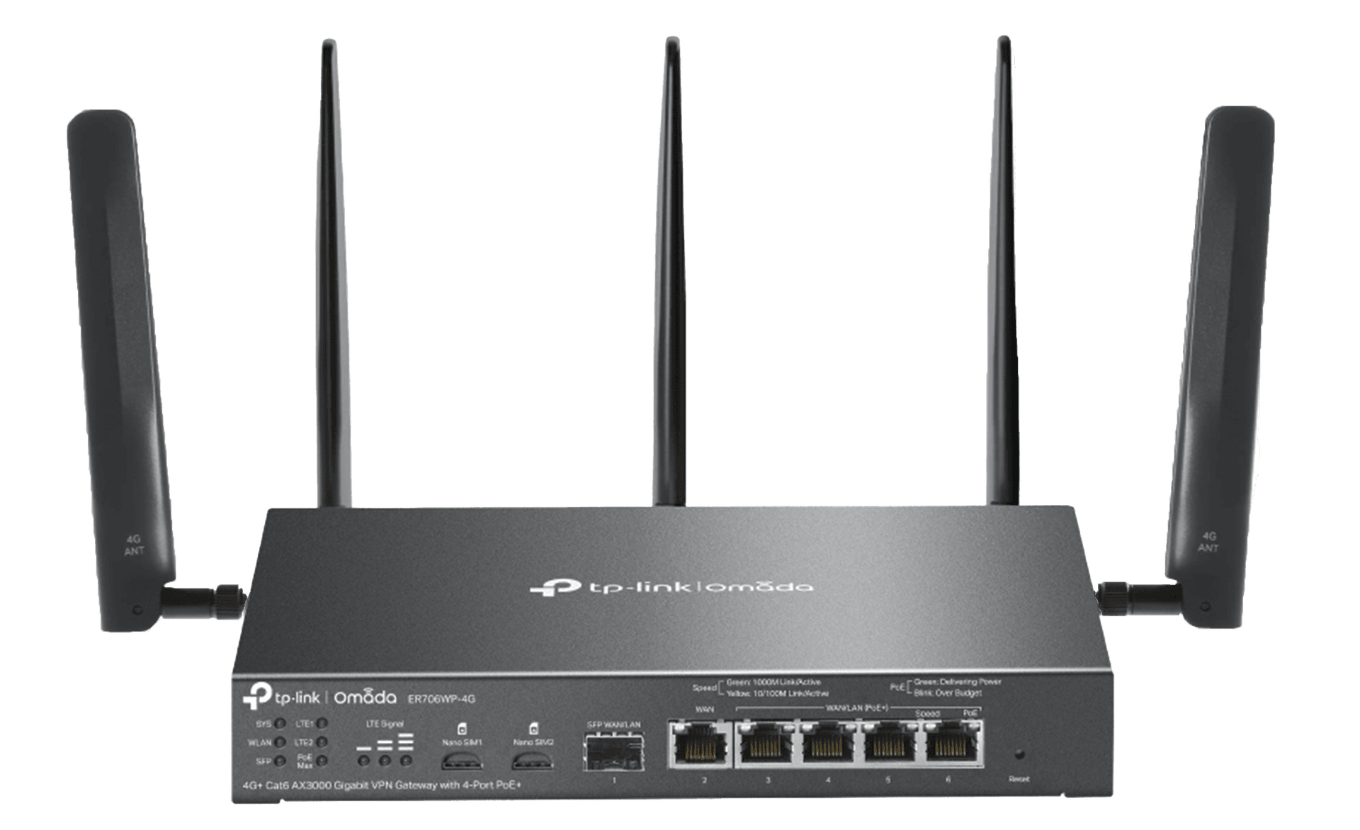 TP-Link Omada ER706W-4G AX3000 Gigabit VPN Router, 4G+ Cat6 Wireless WiFi 6, 5-Port PoE+ Output, Centralized Management | ER706WP-4G – Buy Online