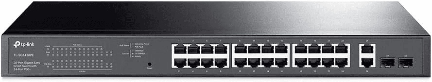 TP-Link TL-SG1428PE 28-Port Gigabit Easy Smart Switch, 24-Port PoE+ (250W Budget), 2 SFP Uplink Slots, PoE Auto Recovery, Rack-Mountable | TL-SG1428PE – Buy Online