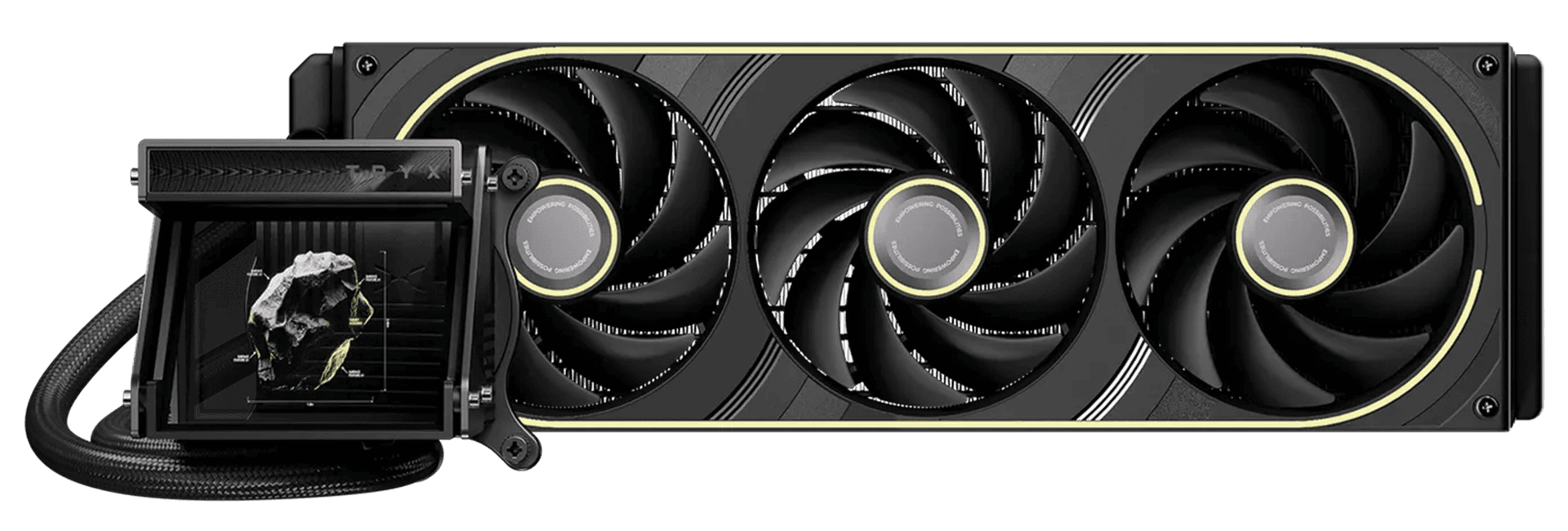 TRYX HOLO 360 ARGB Liquid CPU Cooler, 3.5" 60Hz Holographic Visual Display, Asetek Pump, 280W TDP, Black | L-H360A-DM3M-G0K – Buy Online