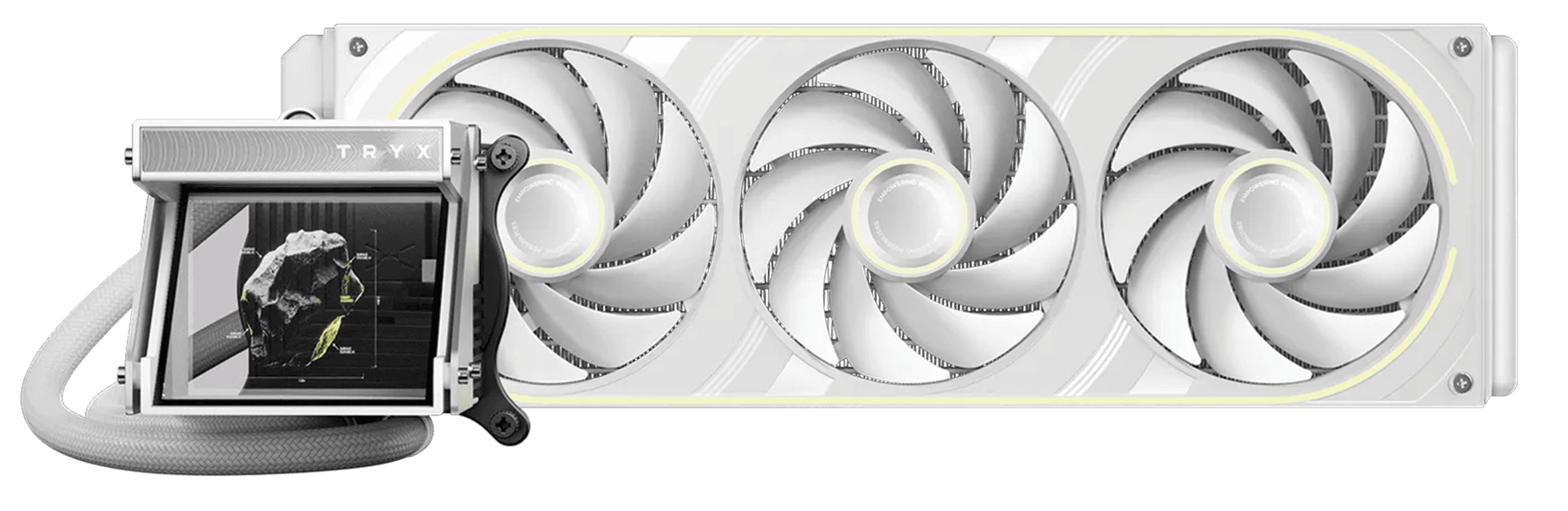 TRYX HOLO 360 ARGB Liquid CPU Cooler, 3.5" 60Hz Holographic Visual Display, Asetek Pump, 280W TDP, White | L-H360A-DM3M-G0W – Buy Online