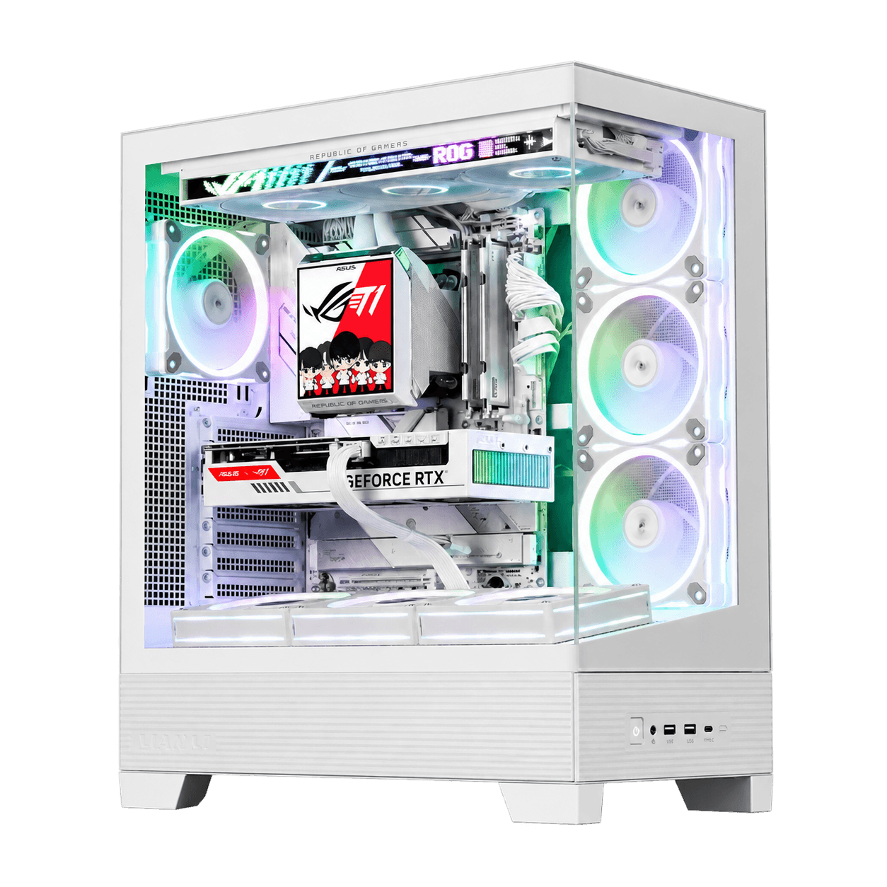 Special Edition ASUS T1 Esports White Gaming PC, AMD Ryzen 7 7800X3D, RTX 5060 Ti 8GB GDDR7, 32GB DDR5, 1TB SSD, WiFi 7, ROG Strix LC IV 360 AIO – Buy Online