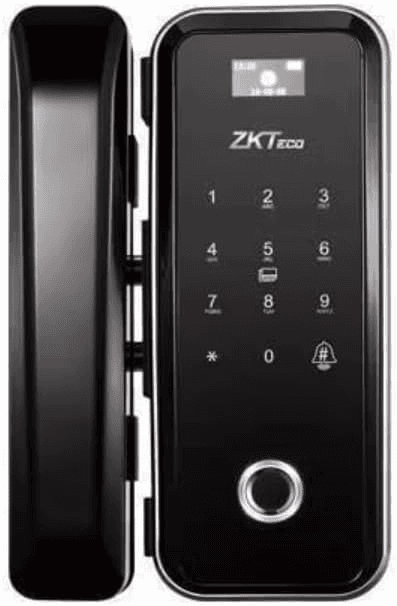 ZKTeco GL300W Wi-Fi Supported Smart Glass Door Lock, Fingerprint, Passcode, IC Card & Smartphone Access, Built-In Door Bell, No-Drill Installation, Black | GL300W – Buy Online