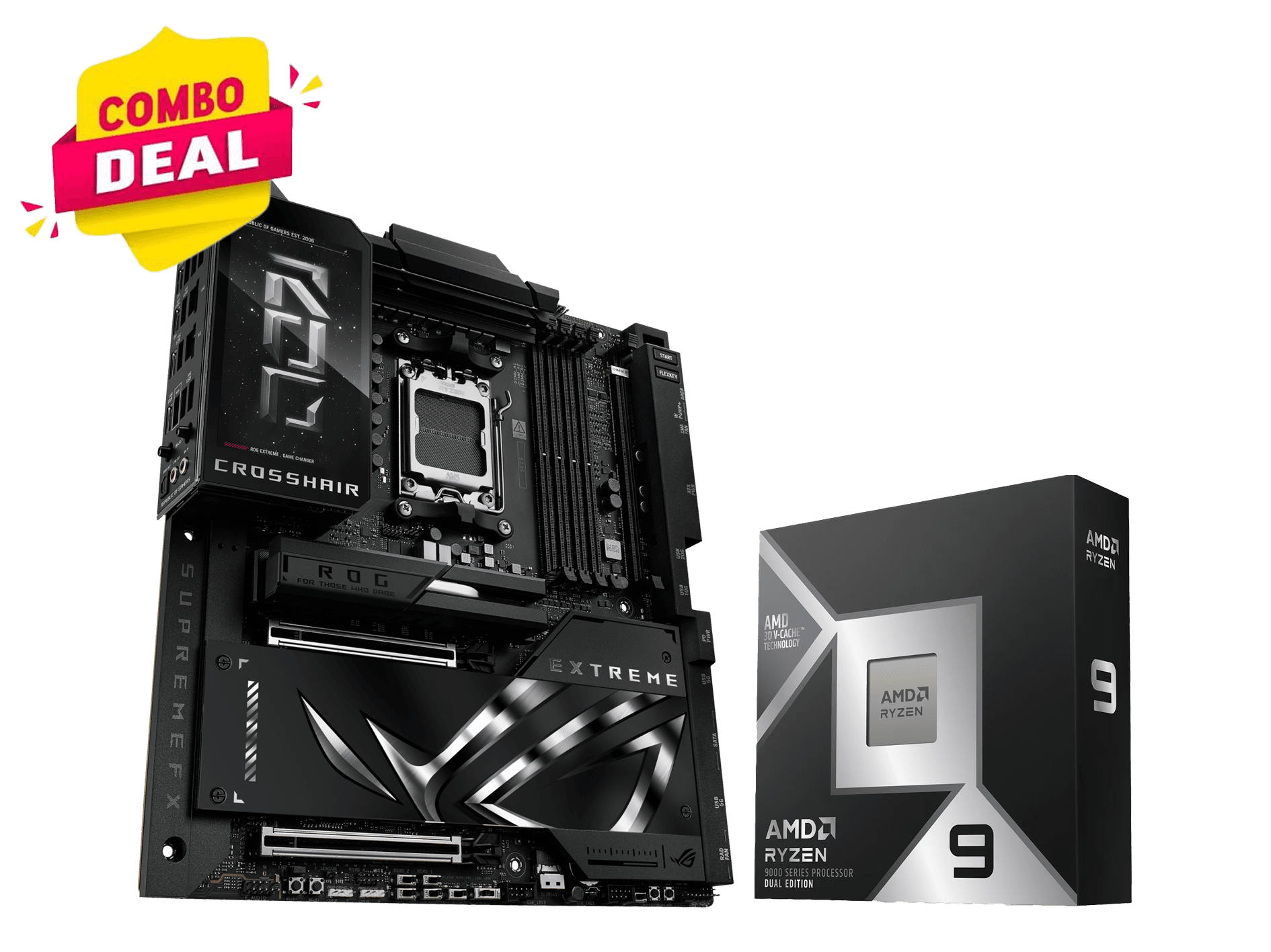 ASUS ROG Crosshair X870E Extreme Motherboard & AMD Ryzen 9 9950X3D2 Processor Combo Deal, Ultimate Flagship AM5 Gaming & Overclocking Bundle – Buy Online