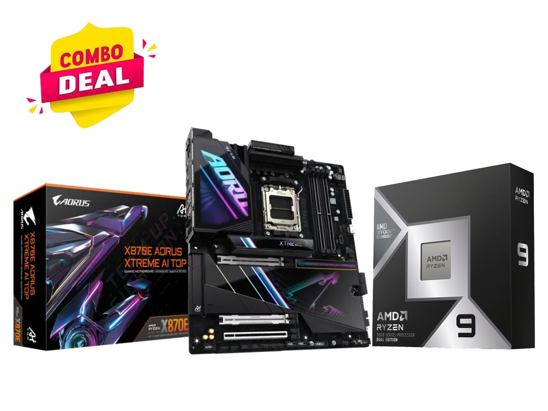 AMD Ryzen 9 9950X3D2 Processor & GIGABYTE X870E AORUS XTREME AI TOP Motherboard Combo Deal | Latest Gen AM5 Gaming & AI Workstation Bundle – Buy Online