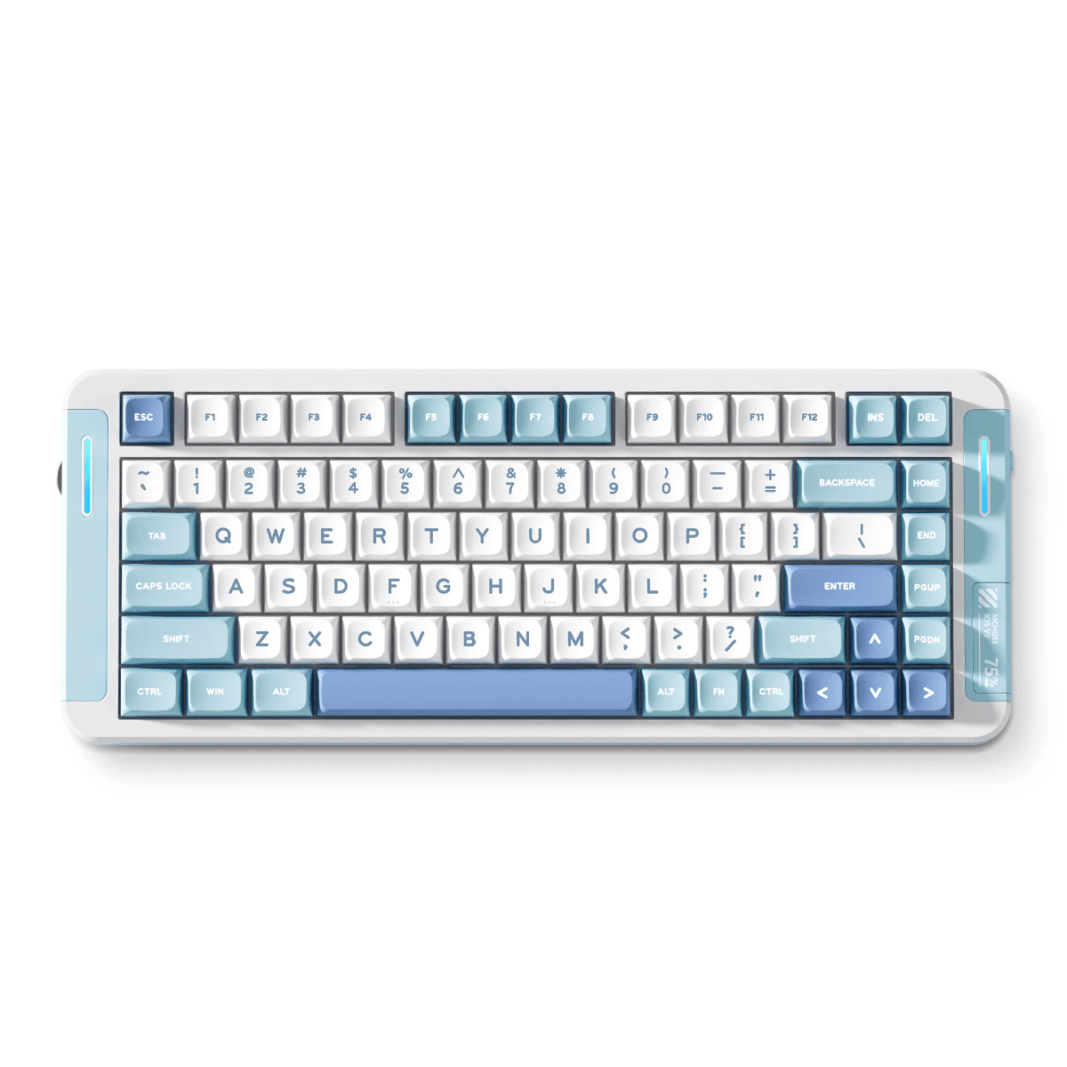 MCHOSE X75 V2 Custom Mechanical Keyboard for Office & Gaming, Type-C Cable/2.4G Hz/BT Wireless, 75% Layout, Hyacinth Switch, Blue | MC-X75V2-1
