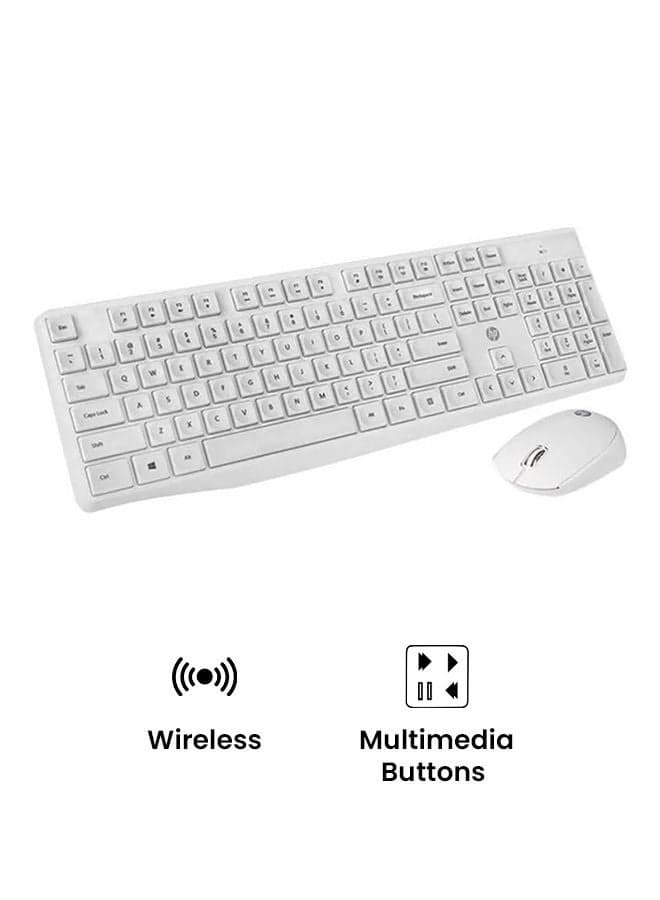 HP CS10 Wireless Keyboard and Mouse Combo, 2.4 GHz Wireless Connection, Professional Optical Sensor, Optimized Keys, White | CS10