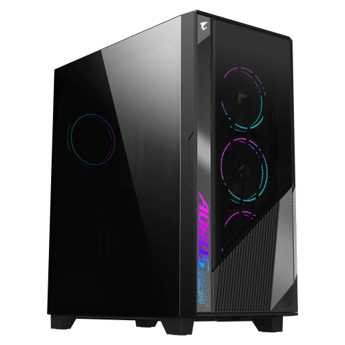 GIGABYTE AORUS C500 GLASS ATX Mid-Tower Gaming Case, Steel & Tempered Glass, 4 x Pre-Installed 120mm ARGB Fans, Up to 420mm Radiator, USB 3.2 Type-C / USB 3.0, Black | AC500G-ATX