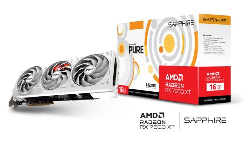 Sapphire PURE AMD Radeon RX 7800 XT Graphics Card, 16GB GDDR6 256-Bit Memory, 2475MHz Boost Clock, 19.5 Gbps Memory Clock, 3840 Stream Processors, PCI-E 4.0 x16, 2x DP & 2x HDMI, White | 11330-03-20G