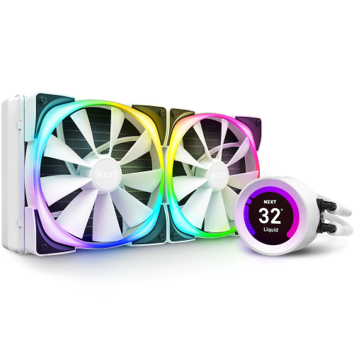 Nzxt Kraken Z63 RGB AIO 280mm Liquid CPU Cooler, With LCD Display, 800 - 2800 RPM Motor Speed, 12V DC, 0.3A Power, 22 - 33 dBA Fan Noise, Fluid Dynamic Bearing, White | RL-KRZ63-RW