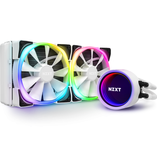 Nzxt Kraken X53, All-In-One CPU Cooler with RGB Lighting, Intel/AMD, 240mm, 2x120mm RGB PWM Fans, CAM Control, RGB White | RL-KRX53-RW