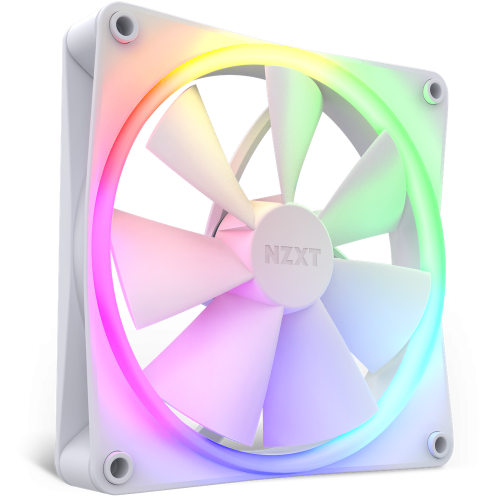 NZXT F120 RGB PWM Fan, Smart Frame Design, Fluid Dynamic Bearing, 60000 Hour Lifespan, 13.94 - 50.18 CFM Airflow, 500-1800 RPM Fan Speed, 17.2 - 27.5 dBA Noise, Rubber Material, White | RF-R12SF-W1