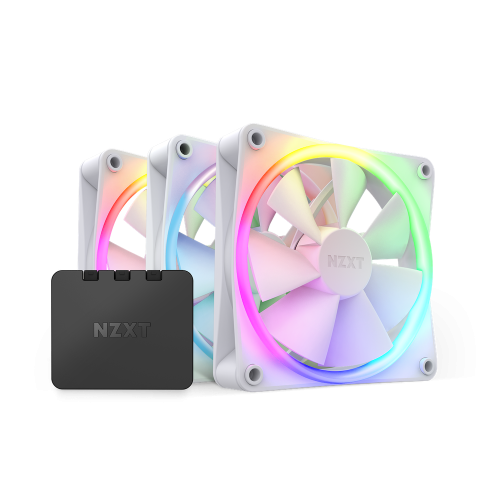NZXT F120 RGB Fans - RF-R12TF-W1 - Advanced RGB Lighting Customization - Whisper Quiet Cooling - Triple (RGB Fan & Controller Included) - 120mm Fan - White
